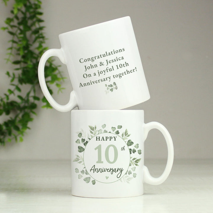 Personalised Botanical Anniversary Mug available to buy at www.giftsfinder.co.uk