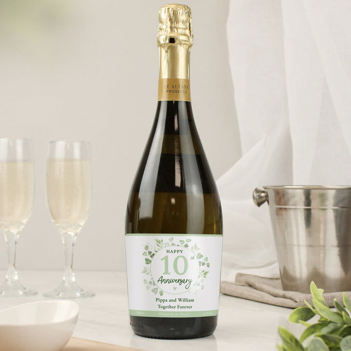 Personalised Botanical Anniversary Prosecco available to buy at www.giftsfinder.co.uk