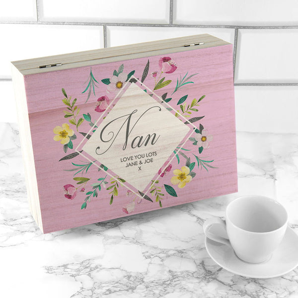 Buy Personalised Botanical Mother's Day Tea Box available now at www.giftsfinder.co.uk