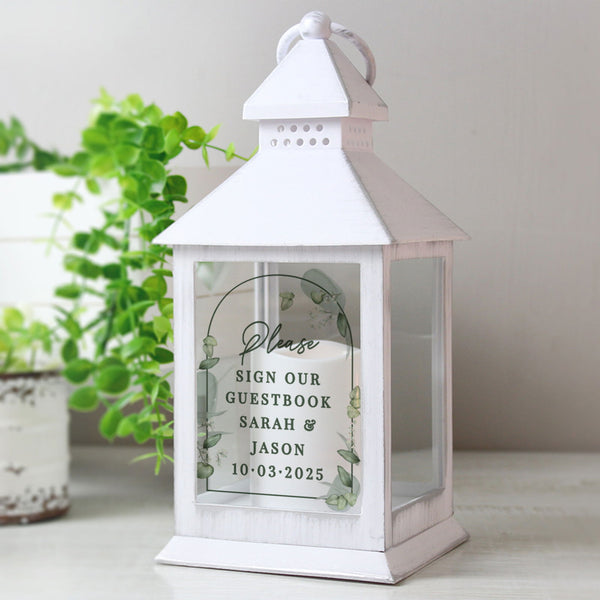 Buy Personalised Botanical Wedding Lantern available now at www.giftsfinder.co.uk