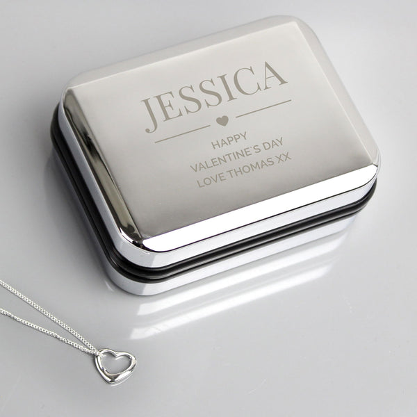 Personalised Box and Heart Necklace available to buy at www.giftsfinder.co.uk