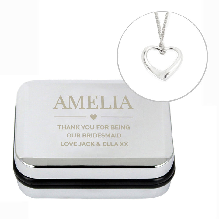 Personalised Box and Heart Necklace available to buy at www.giftsfinder.co.uk