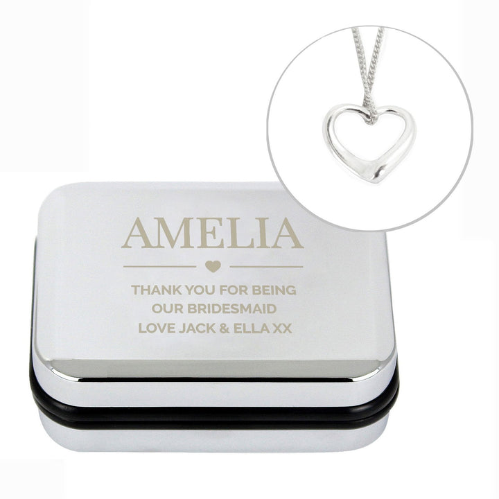 Buy Personalised Box and Heart Necklace available now at www.giftsfinder.co.uk