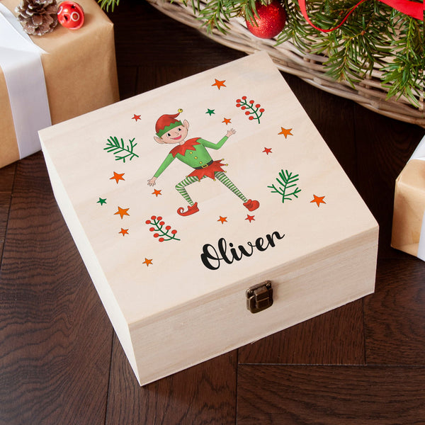 Buy Personalised Boy Elf Christmas Eve Box available now at www.giftsfinder.co.uk