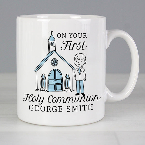 Personalised Boys First Holy Communion Mug available to buy at www.giftsfinder.co.uk