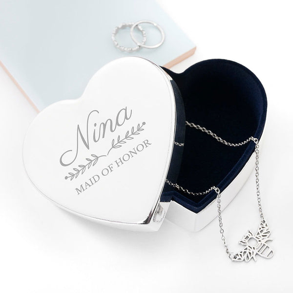 Buy Personalised Bridal Party Heart Jewellery Box available now at www.giftsfinder.co.uk