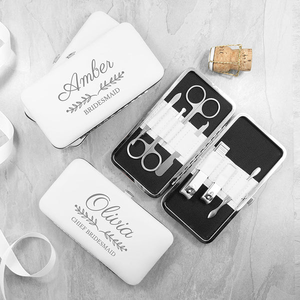 Buy Personalised Bridal Party Manicure Set - White available now at www.giftsfinder.co.uk