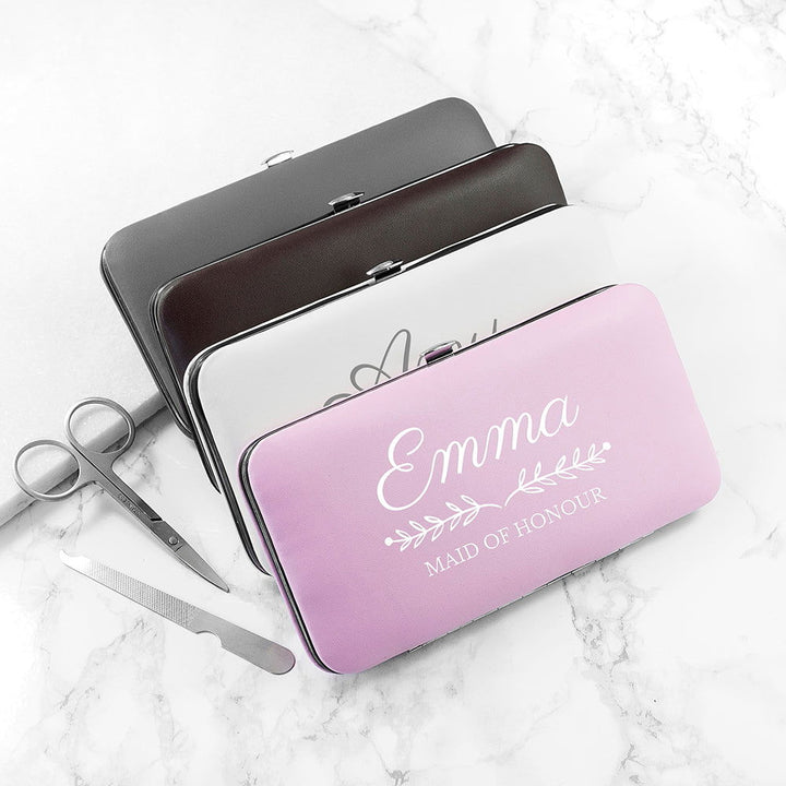 Buy Personalised Bridal Party Manicure Set - White available now at www.giftsfinder.co.uk