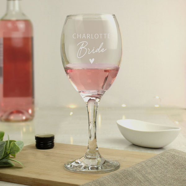 Personalised Bride Wine Glass available to buy at www.giftsfinder.co.uk