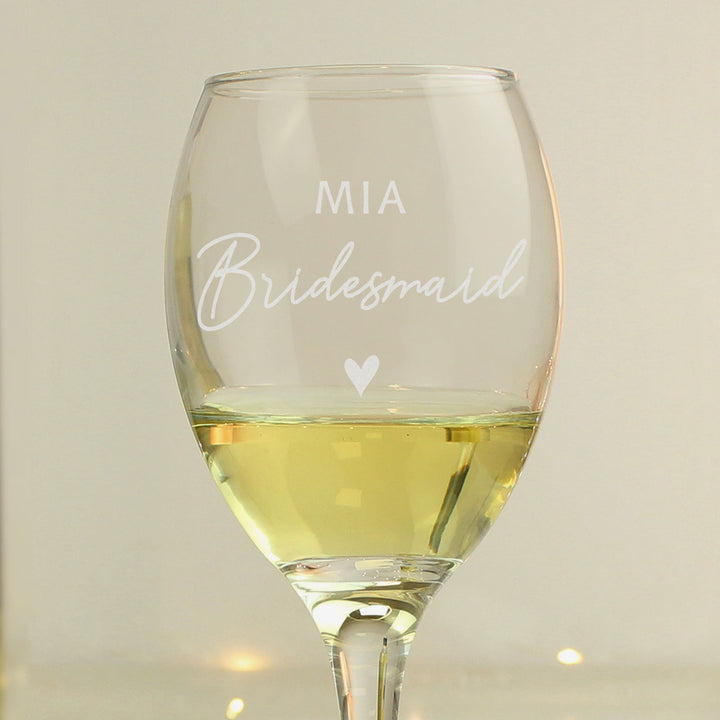 Personalised Bridesmaid Wine Glass available to buy at www.giftsfinder.co.uk