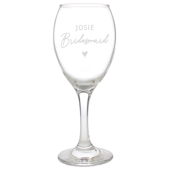 Personalised Bridesmaid Wine Glass available to buy at www.giftsfinder.co.uk