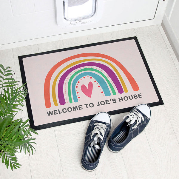 Buy Personalised Bright Rainbow Doormat available now at www.giftsfinder.co.uk