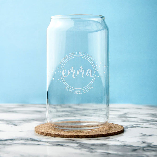 Buy Personalised Bring On The Bubbly Can Glass available now at www.giftsfinder.co.uk