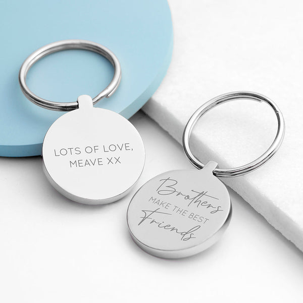 Buy Personalised Brothers Round Keyring available now at www.giftsfinder.co.uk