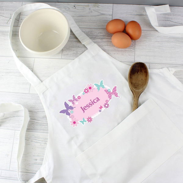 Personalised Butterfly Children's Apron available to buy at www.giftsfinder.co.uk