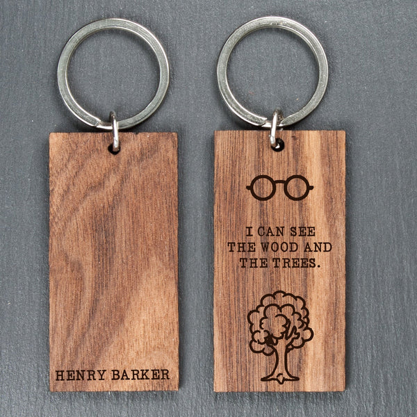 Buy Personalised Can See the Wood for the Trees Keyring available now at www.giftsfinder.co.uk