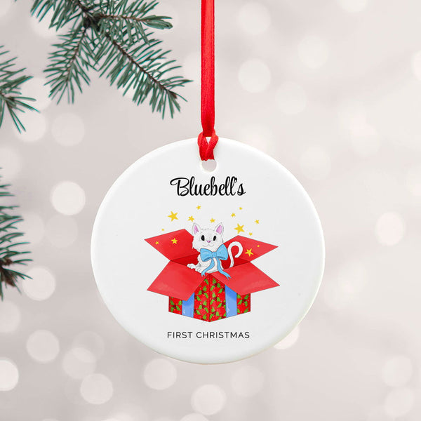 Buy Personalised Cat's First Christmas Ornament available now at www.giftsfinder.co.uk