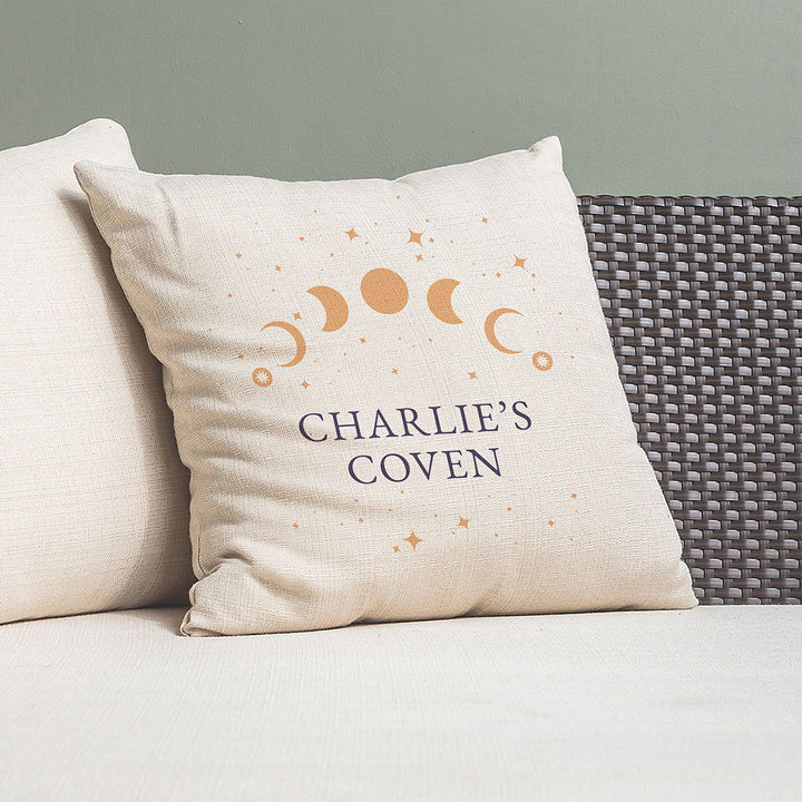 Buy Personalised Celestial Moon Phase Cushion Cover available now at www.giftsfinder.co.uk