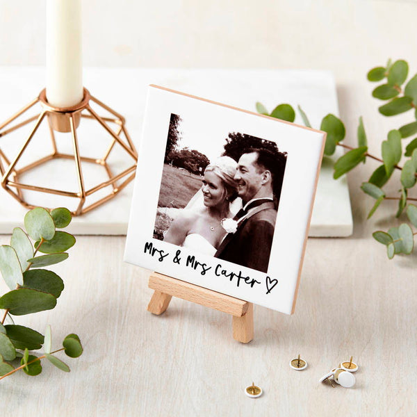 Buy Personalised Ceramic Wedding Photo and Mini Easel available now at www.giftsfinder.co.uk