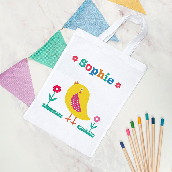 Buy Personalised Child's Chick Easter Egg Hunt Bag available now at www.giftsfinder.co.uk