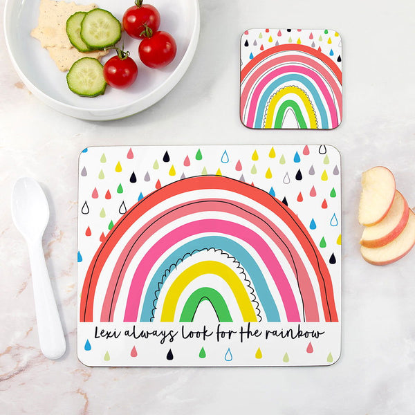 Buy Personalised Children's Rainbow Placemat Set available now at www.giftsfinder.co.uk