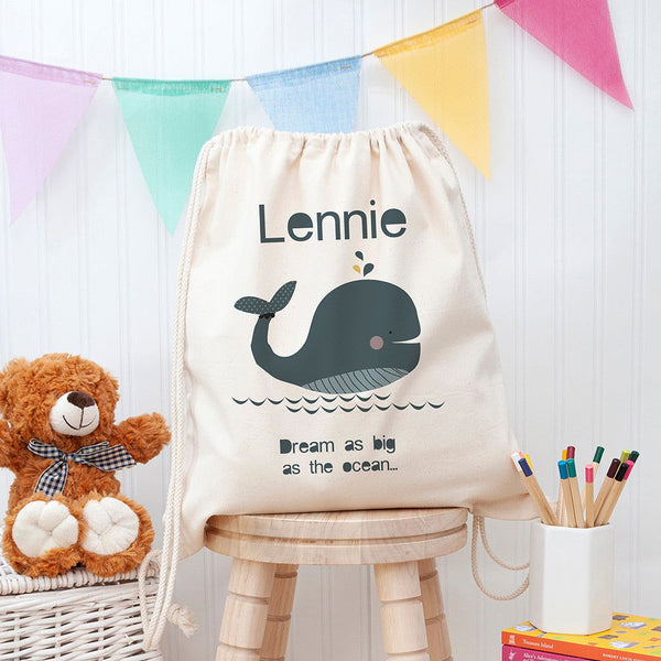 Buy Personalised Children's Whale PE Kit Bag available now at www.giftsfinder.co.uk