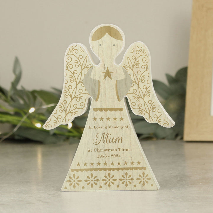 Personalised Christmas Angel Wooden Ornament available to buy at www.giftsfinder.co.uk