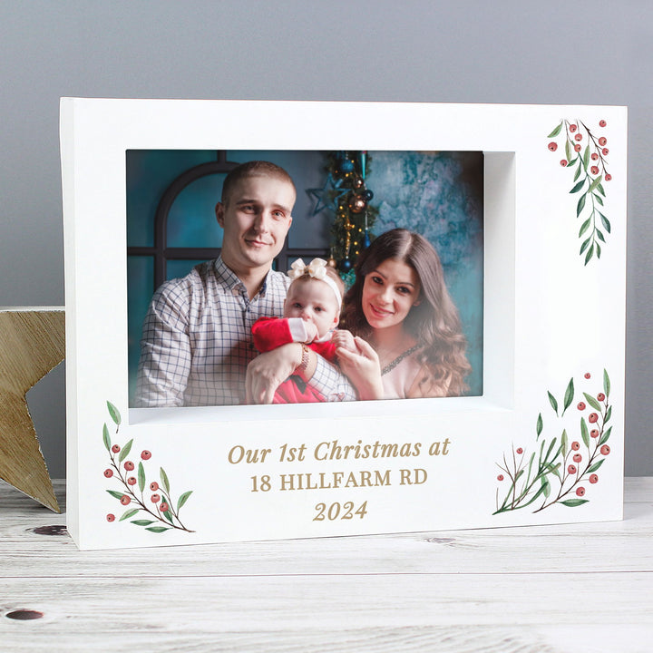 Personalised Christmas Foliage 5X7 Box Photo Frame available to buy at www.giftsfinder.co.uk