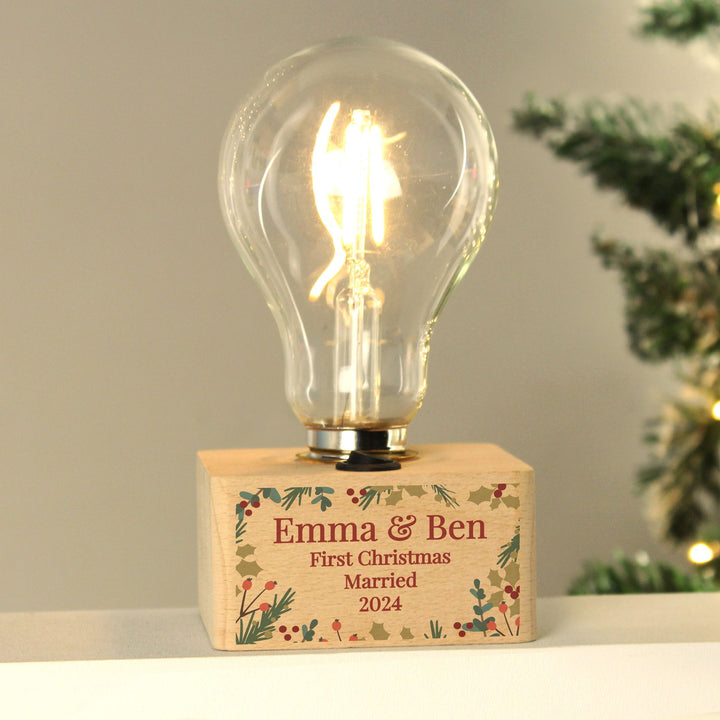 Personalised Christmas Foliage Light Bulb available to buy at www.giftsfinder.co.uk