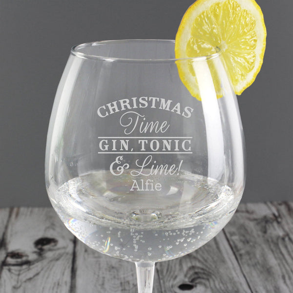 Personalised Christmas Gin Balloon Glass available to buy at www.giftsfinder.co.uk