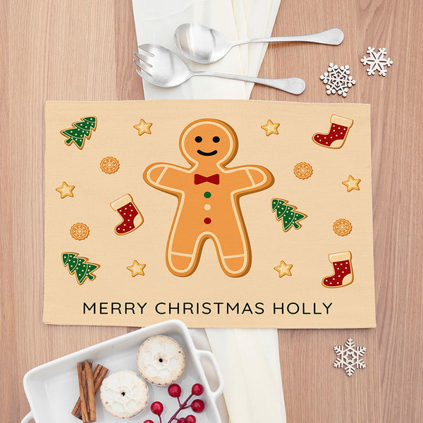 Personalised Christmas Gingerbread Placemat available to buy at www.giftsfinder.co.uk