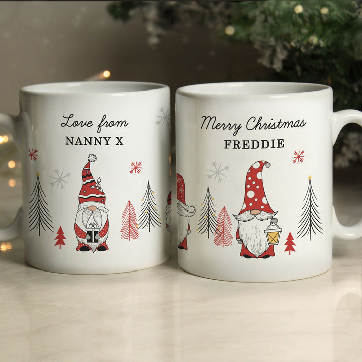 Personalised Christmas Gonk Pattern Mug available to buy at www.giftsfinder.co.uk