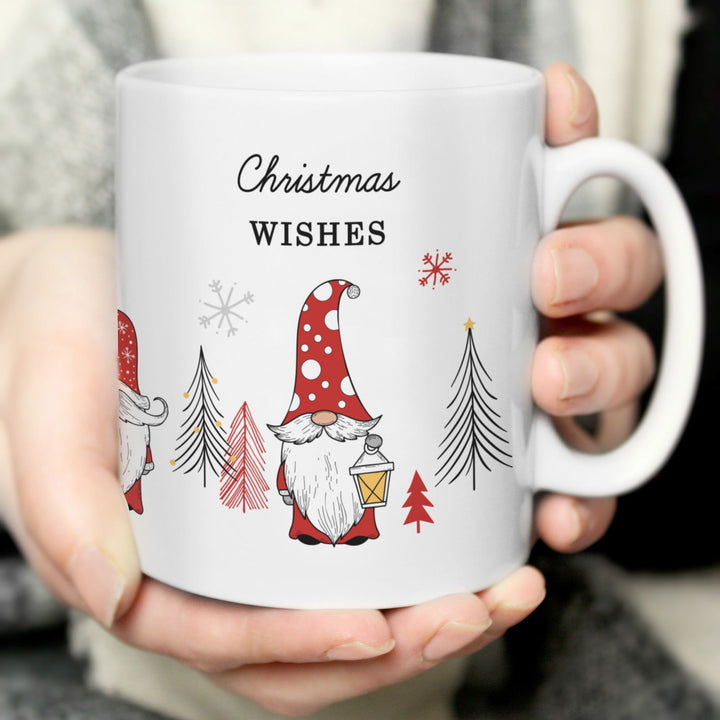 Personalised Christmas Gonk Pattern Mug available to buy at www.giftsfinder.co.uk