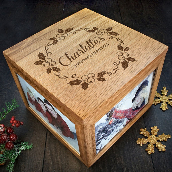 Personalised Christmas Memory Box Mistletoe Design available to buy at www.giftsfinder.co.uk