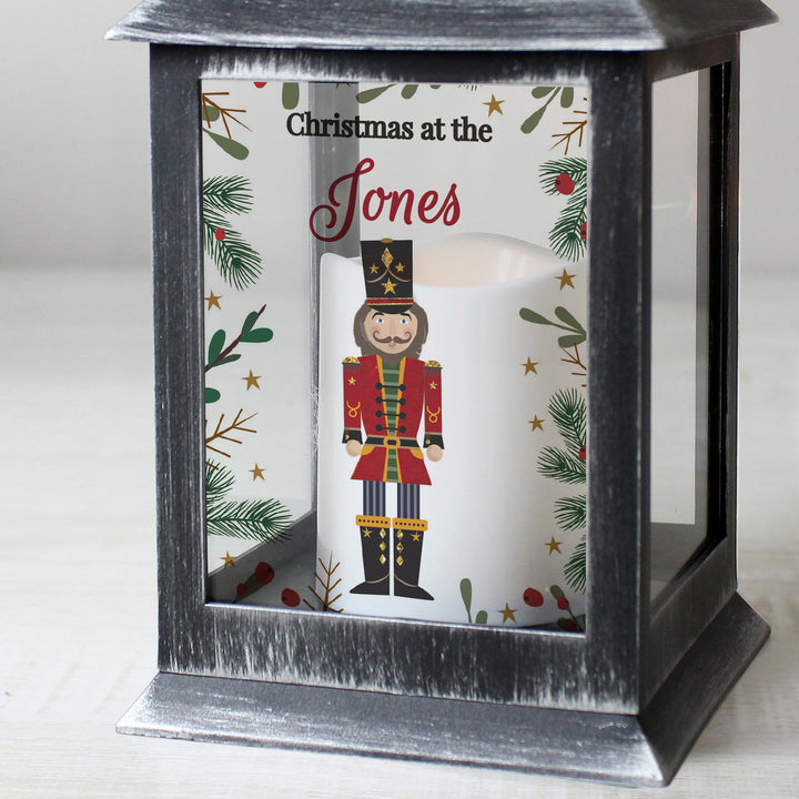 Personalised Christmas Nutcracker Black Lantern available to buy at www.giftsfinder.co.uk