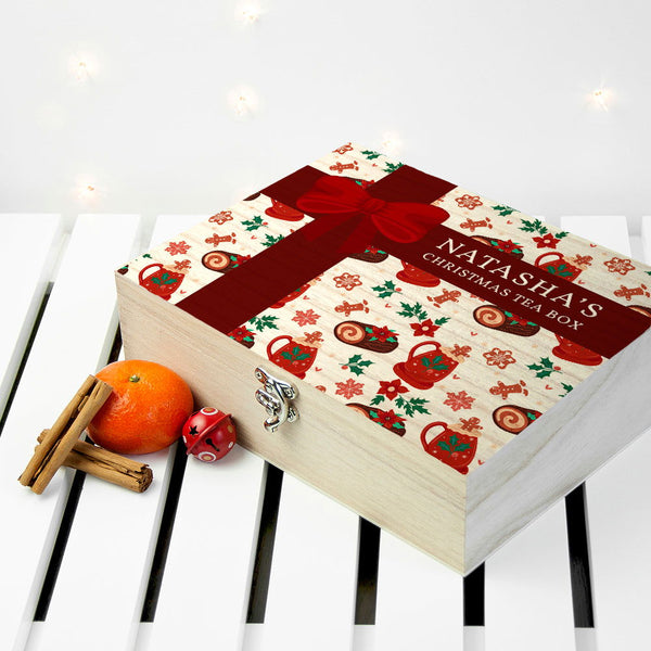 Personalised Christmas Present Tea Box available to buy at www.giftsfinder.co.uk