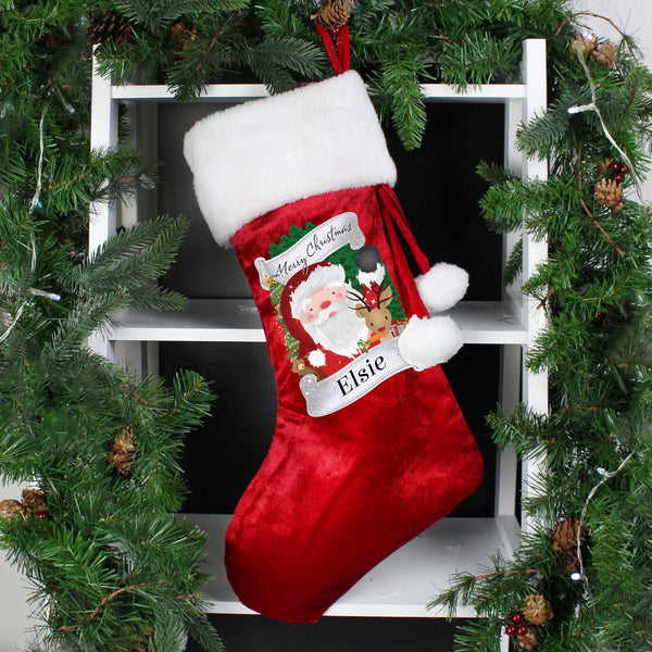 Personalised Christmas Santa Red Stocking available to buy at www.giftsfinder.co.uk