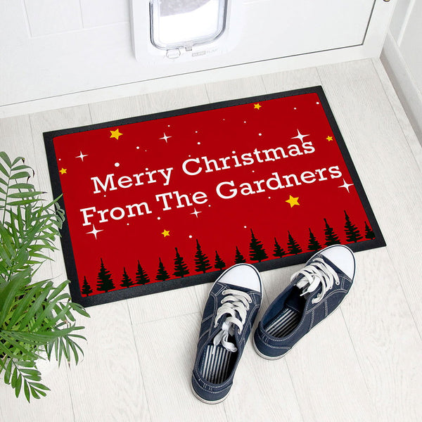 Personalised Christmas Scene Indoor Doormat available to buy at www.giftsfinder.co.uk