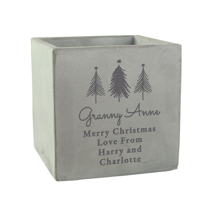 Personalised Christmas Tree Concrete Planter available to buy at www.giftsfinder.co.uk