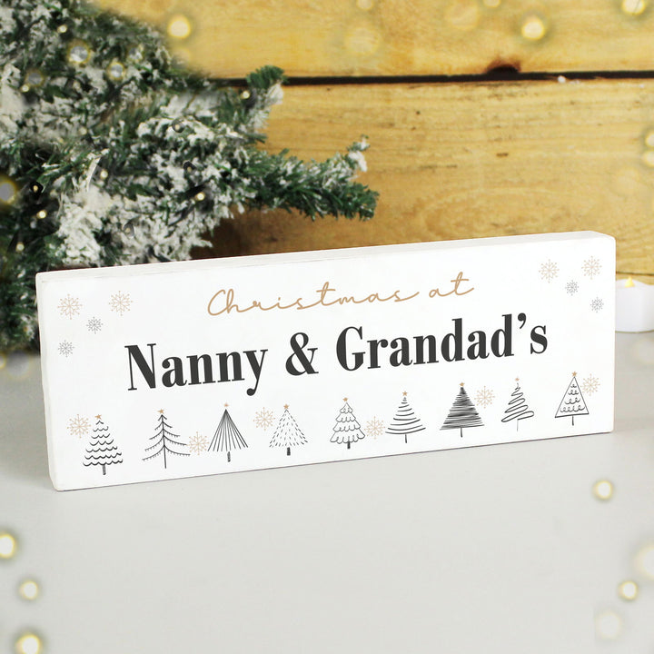 Personalised Christmas Tree Wooden Mantel Ornament available to buy at www.giftsfinder.co.uk