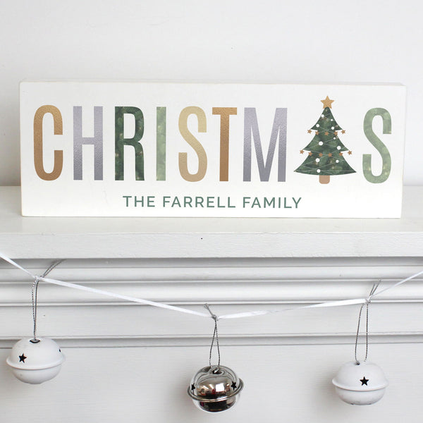 Personalised Christmas Wooden Block Sign available to buy at www.giftsfinder.co.uk