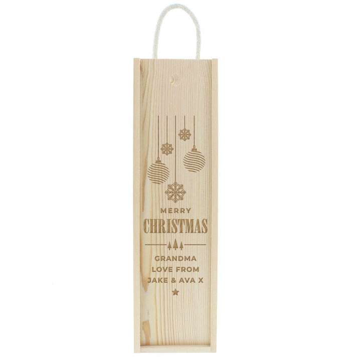 Personalised Christmas Wooden Wine Box available to buy at www.giftsfinder.co.uk