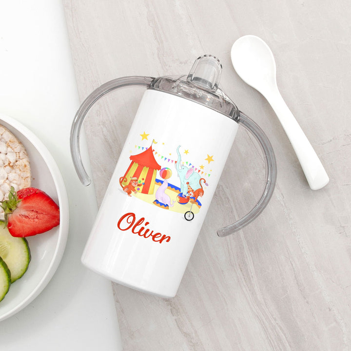 Personalised Circus Kids Sippy Cup available to buy at www.giftsfinder.co.uk