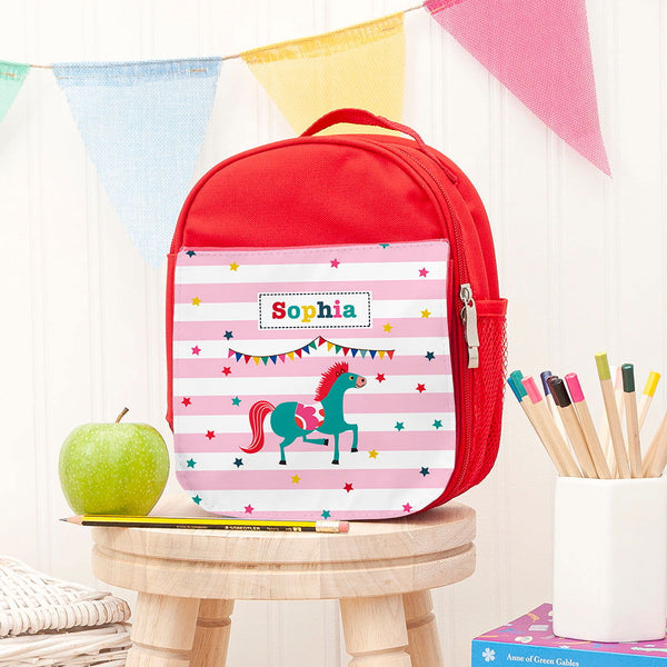 Personalised Circus Themed Red Lunch Bag available to buy at www.giftsfinder.co.uk