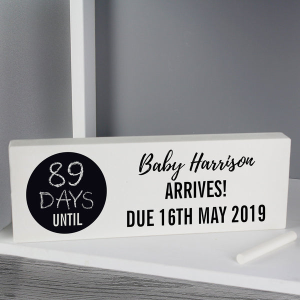 Personalised Classic Chalk Countdown Wooden Block Sign available to buy at www.giftsfinder.co.uk