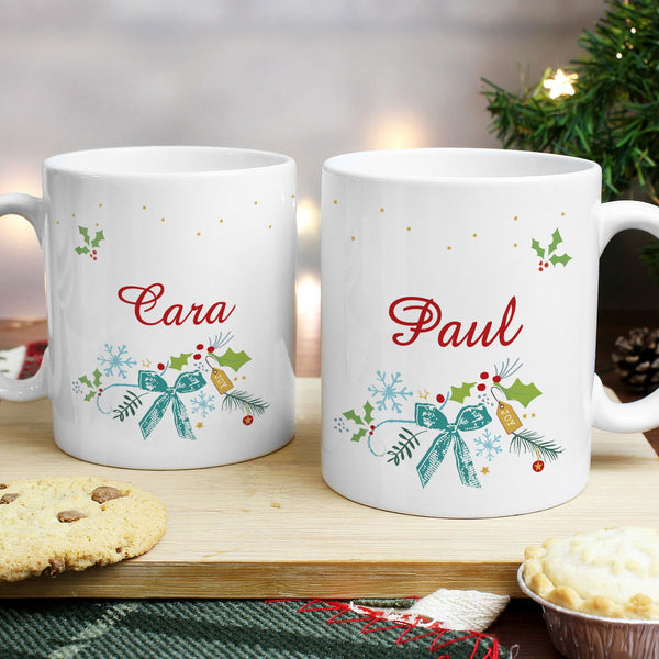 Personalised Classic Christmas Mug Set available to buy at www.giftsfinder.co.uk