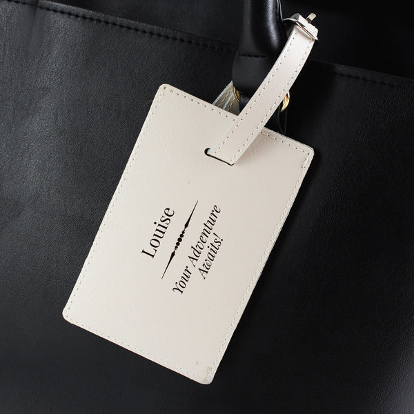 Personalised Classic Cream Luggage Tag available to buy at www.giftsfinder.co.uk