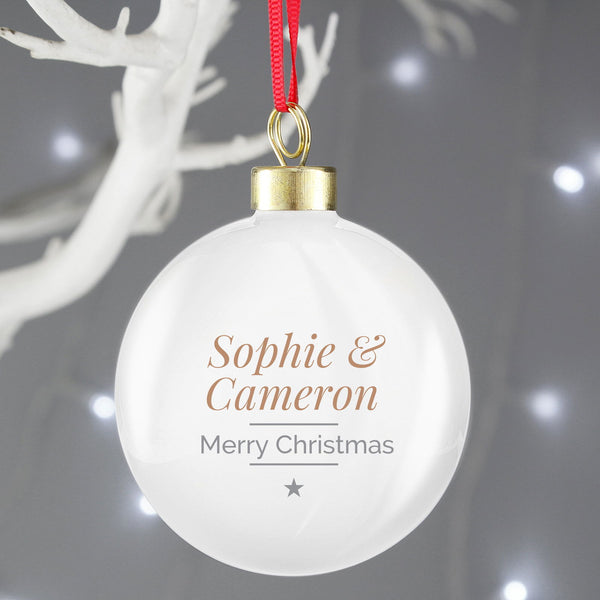 Personalised Classic Gold Star Christmas Bauble available to buy at www.giftsfinder.co.uk