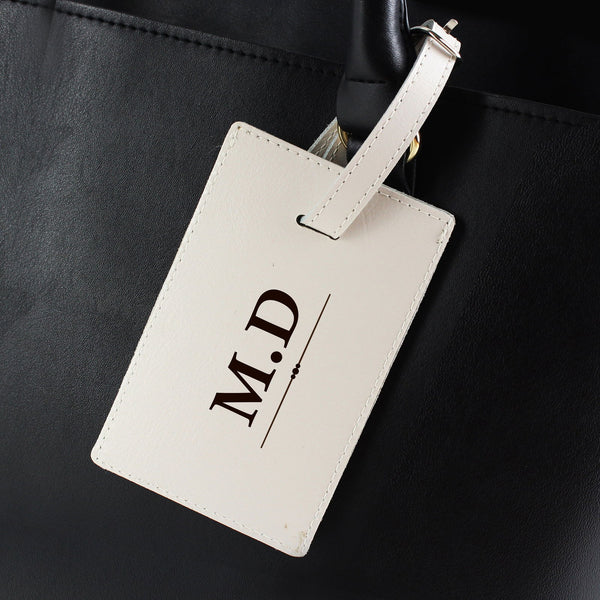 Personalised Classic Initials Cream Luggage Tag available to buy at www.giftsfinder.co.uk