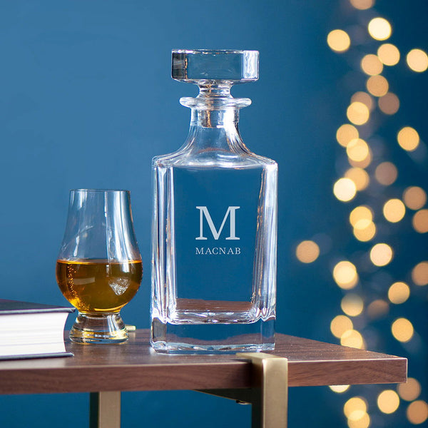 Personalised Classic Monogram Square Decanter available to buy at www.giftsfinder.co.uk